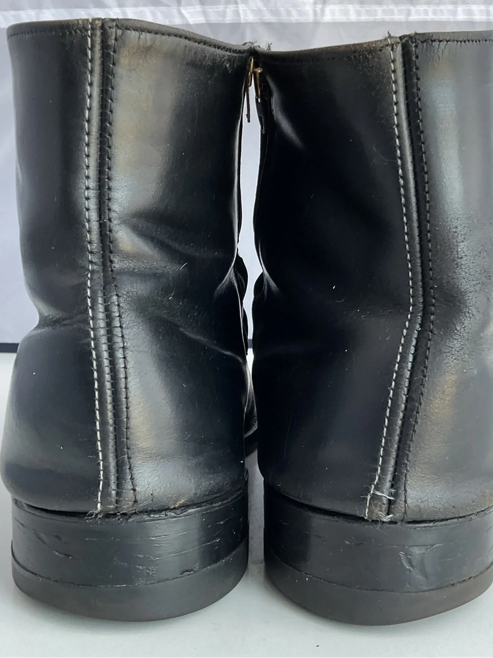 intage Black Leather Side Zip Man Made Boots Men’s Size 10 EEE